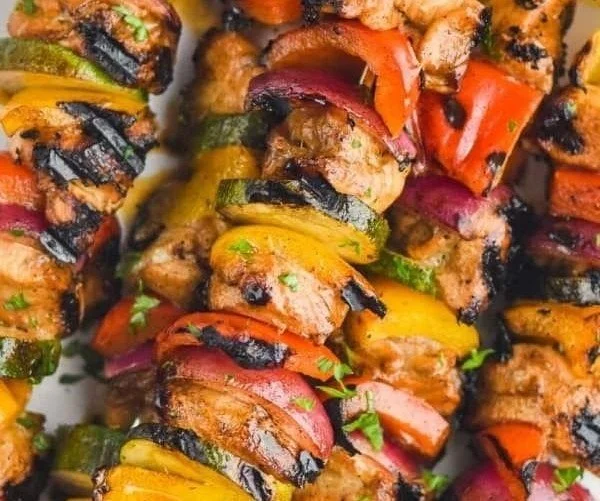 Chicken Kabobs Chicken Kabobs Delicious grilled Chicken Kabobs served with fresh vegetables