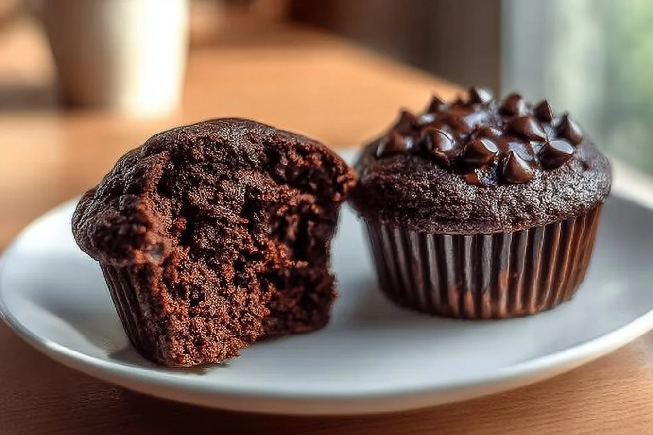 Healthy chocolate protein muffins baked with rich chocolate flavor and protein boost