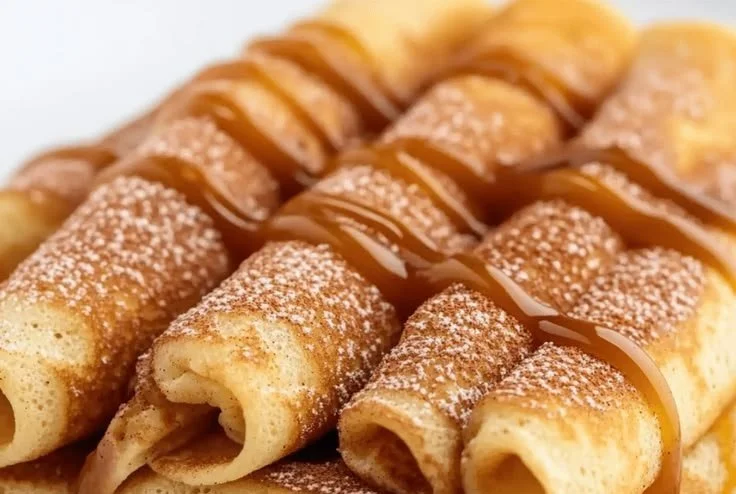 Cinnamon Roll Protein Crepes Cinnamon Roll Protein Crepes Delicious Cinnamon Roll Protein Crepes topped with icing and cinnamon