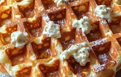 Cottage Cheese Chaffles cottage cheese chaffles Delicious cottage cheese chaffles served on a plate with toppings.