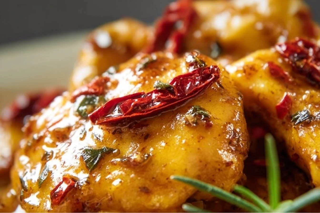Creamy Marry Me Chicken dish served on a plate, garnished with herbs.