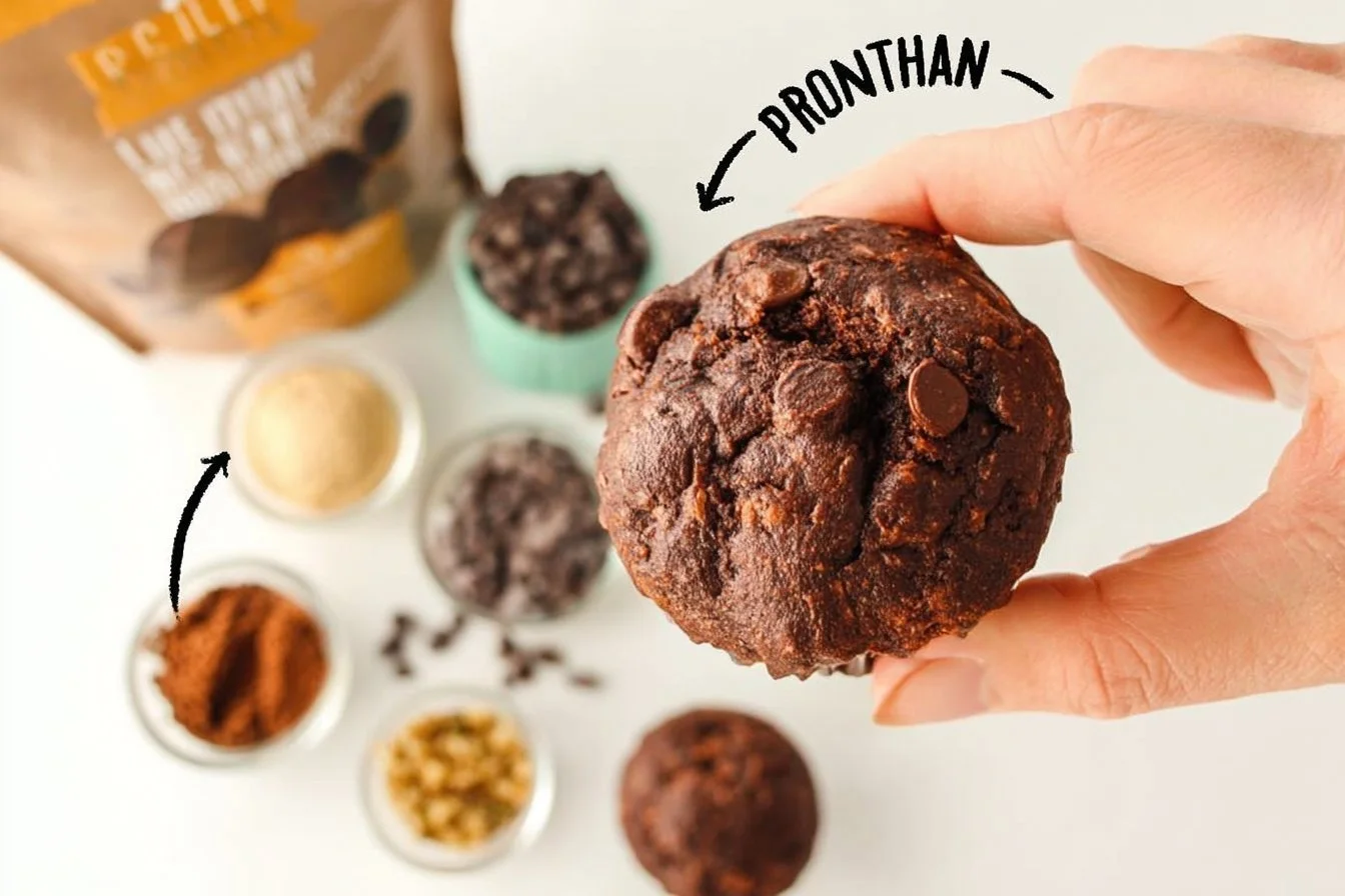 Delicious dark chocolate protein muffins baked to perfection