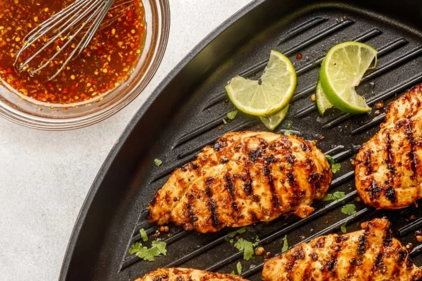 Marinated Mexican chicken ready for grilling with spices and herbs