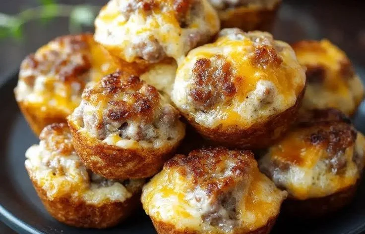 Flavor-Packed High-Protein Sausage Pancake Mini Muffins sausage pancake muffins High-protein sausage pancake mini muffins on a plate, perfect for breakfast.