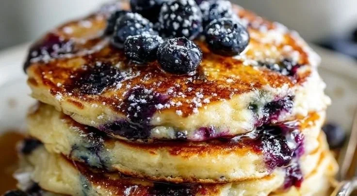 Greek Yogurt Blueberry Pancakes