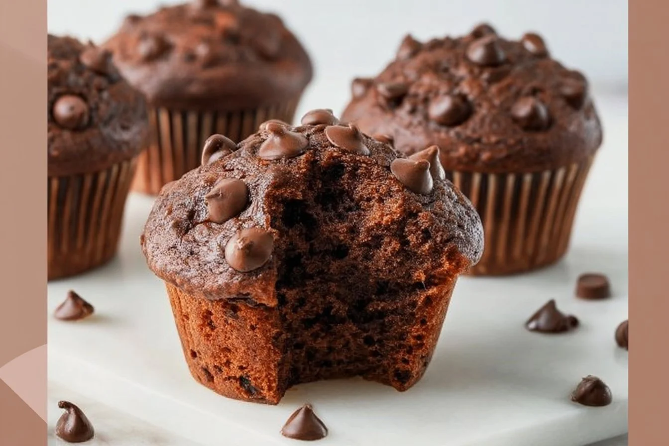 Healthy chocolate chip muffins made with Greek yogurt for a nutritious snack.