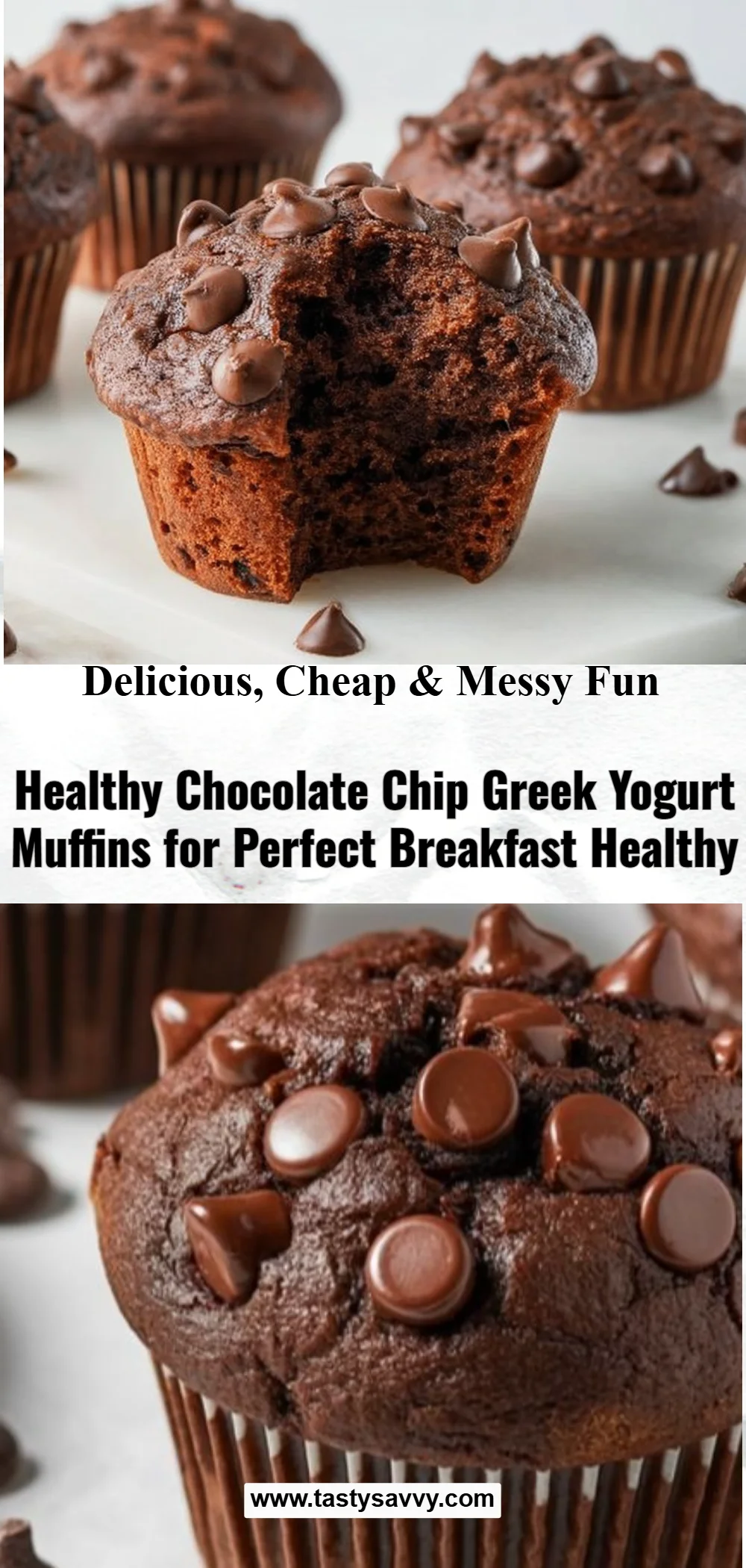 Healthy Chocolate Chip Greek Yogurt Muffins