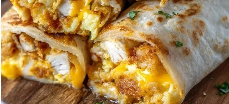 High-Protein Chicken & Hash Brown Breakfast Burritos