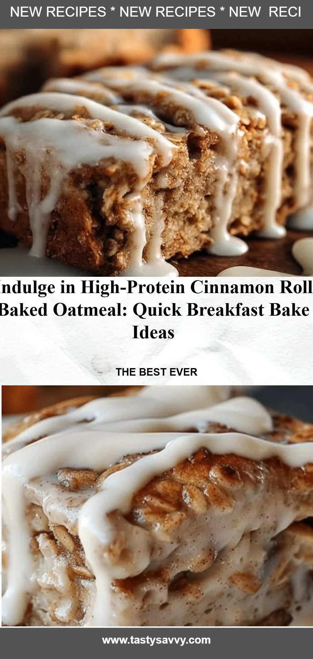 High-Protein Cinnamon Roll Baked Oatmeal cinnamon roll oatmeal High-Protein Cinnamon Roll Baked Oatmeal