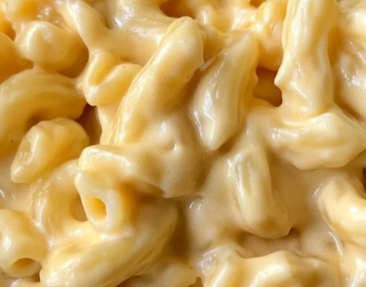 High protein mac and cheese topped with breadcrumbs and herbs