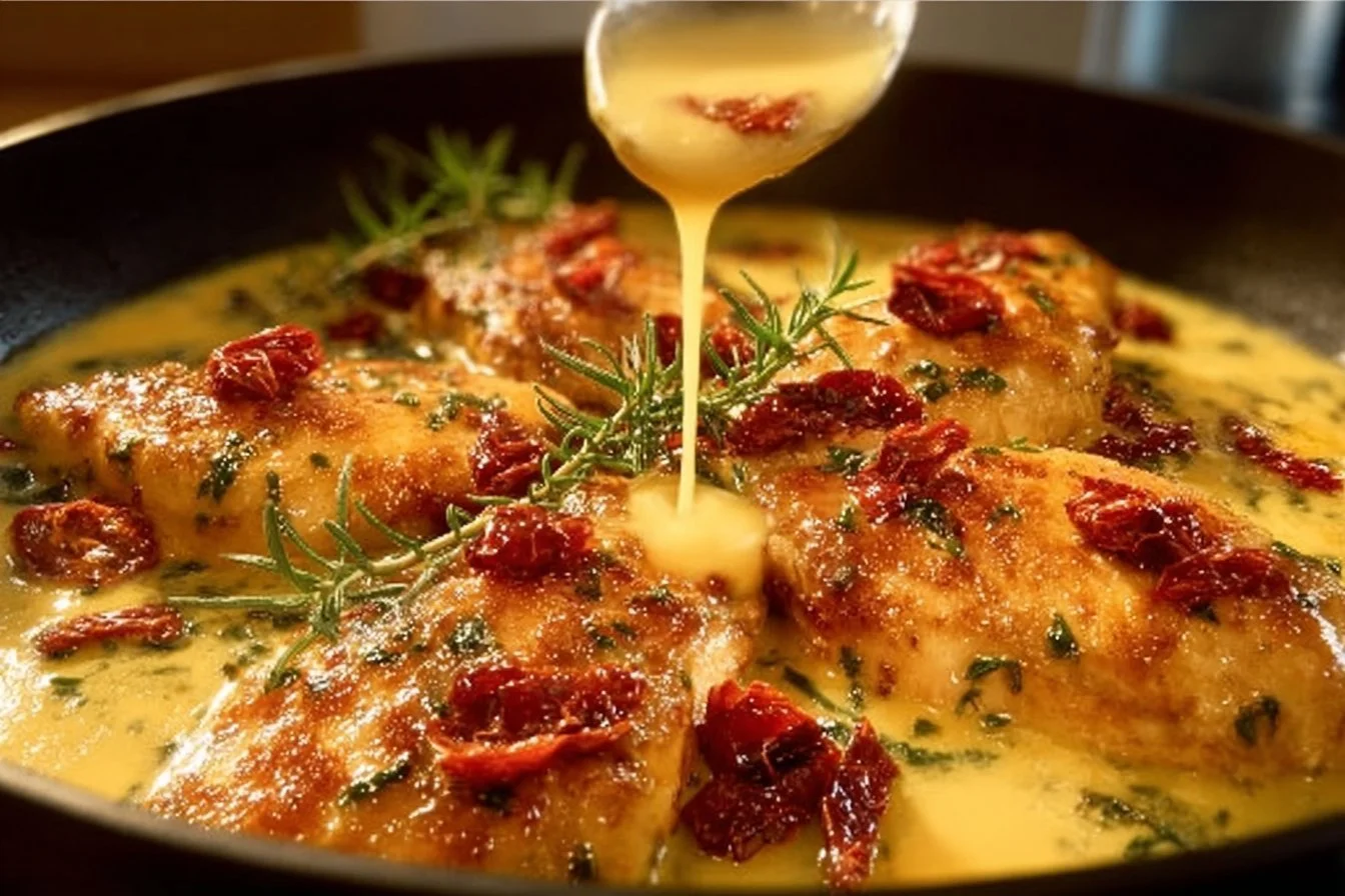 Delicious Marry Me Chicken served on a plate with herbs and creamy sauce