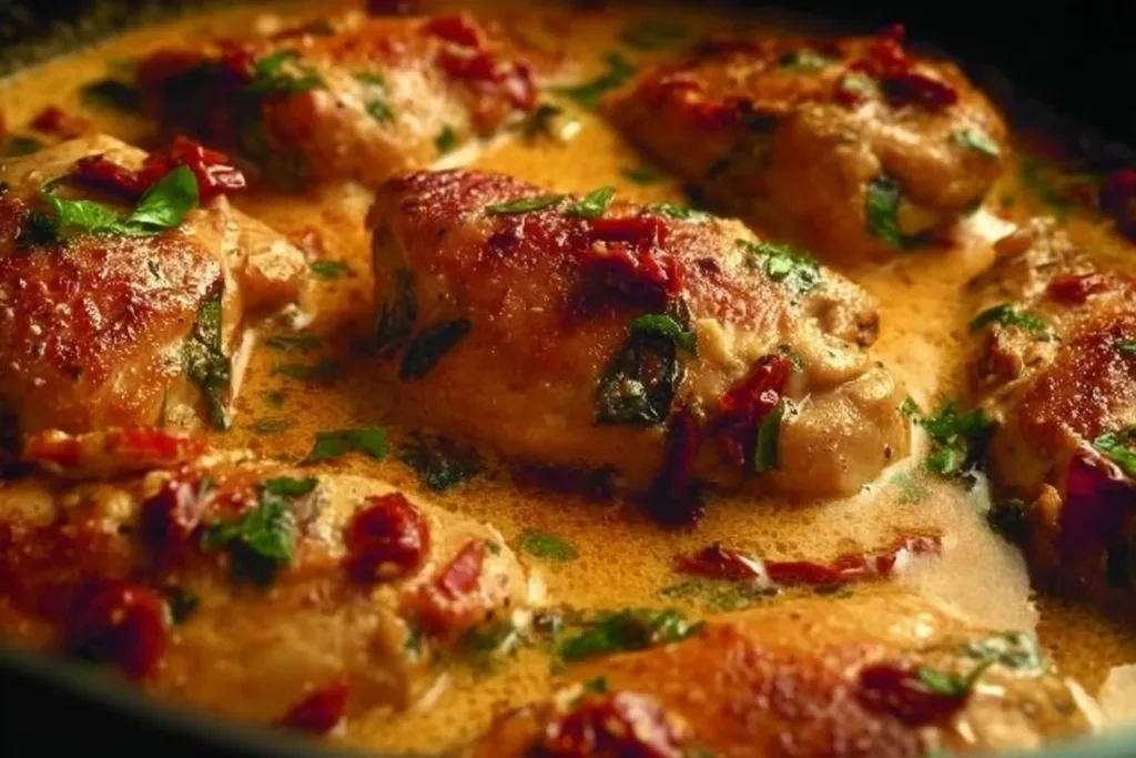 Delicious Marry Me Chicken served with creamy sauce and fresh herbs.