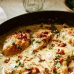 Delicious Marry Me Chicken served on a plate with fresh herbs and ingredients.