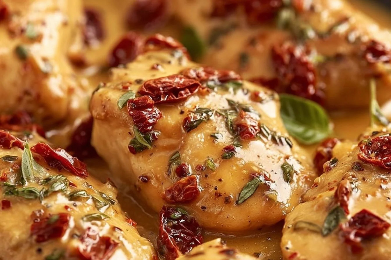 Marry Me Chicken in a Sun-Dried Tomato Cream Sauce Marry Me Chicken Delicious Marry Me Chicken in sun-dried tomato cream sauce served on a plate.