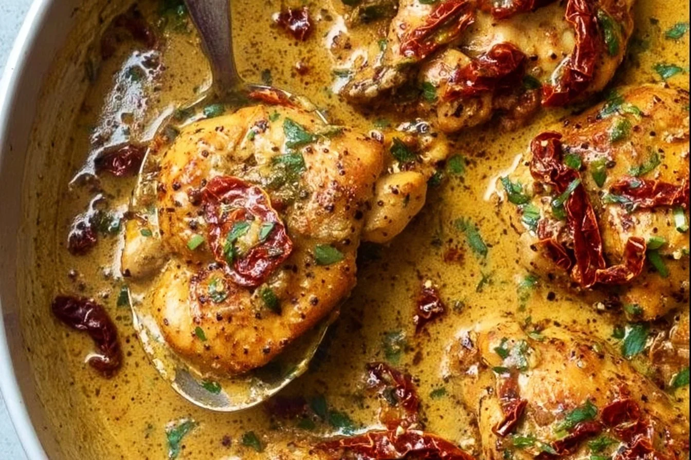 Delicious Marry Me Chicken served in creamy sun-dried tomato sauce