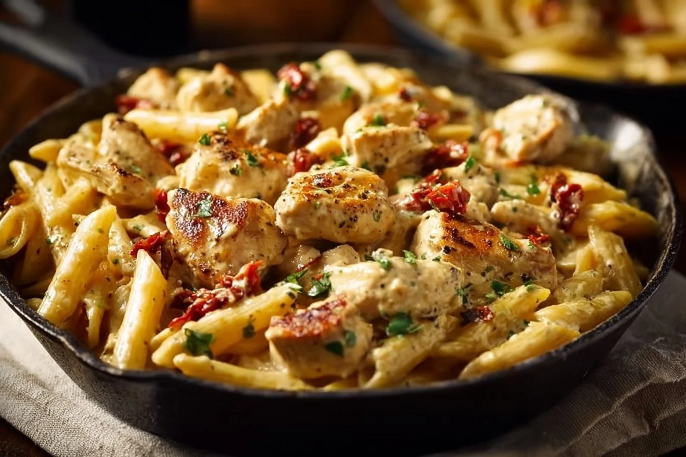 Delicious Marry Me Chicken Pasta served with herbs and cream sauce