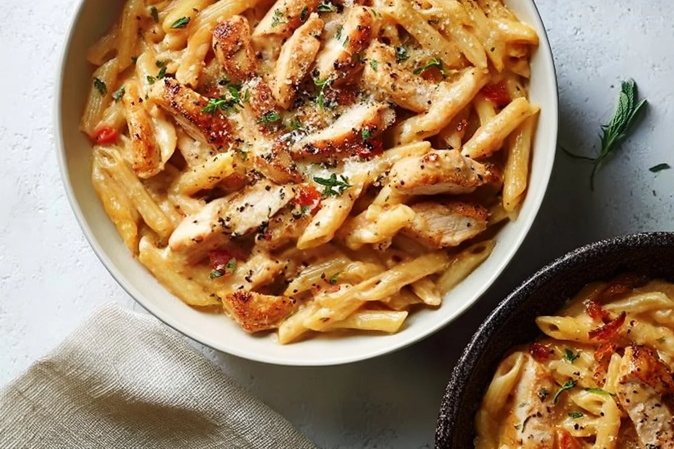 Delicious Marry Me Chicken Pasta served with fresh herbs and a creamy sauce.