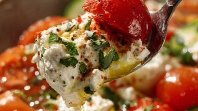 Savory Cottage Cheese Power Bowl garnished with fresh vegetables and herbs