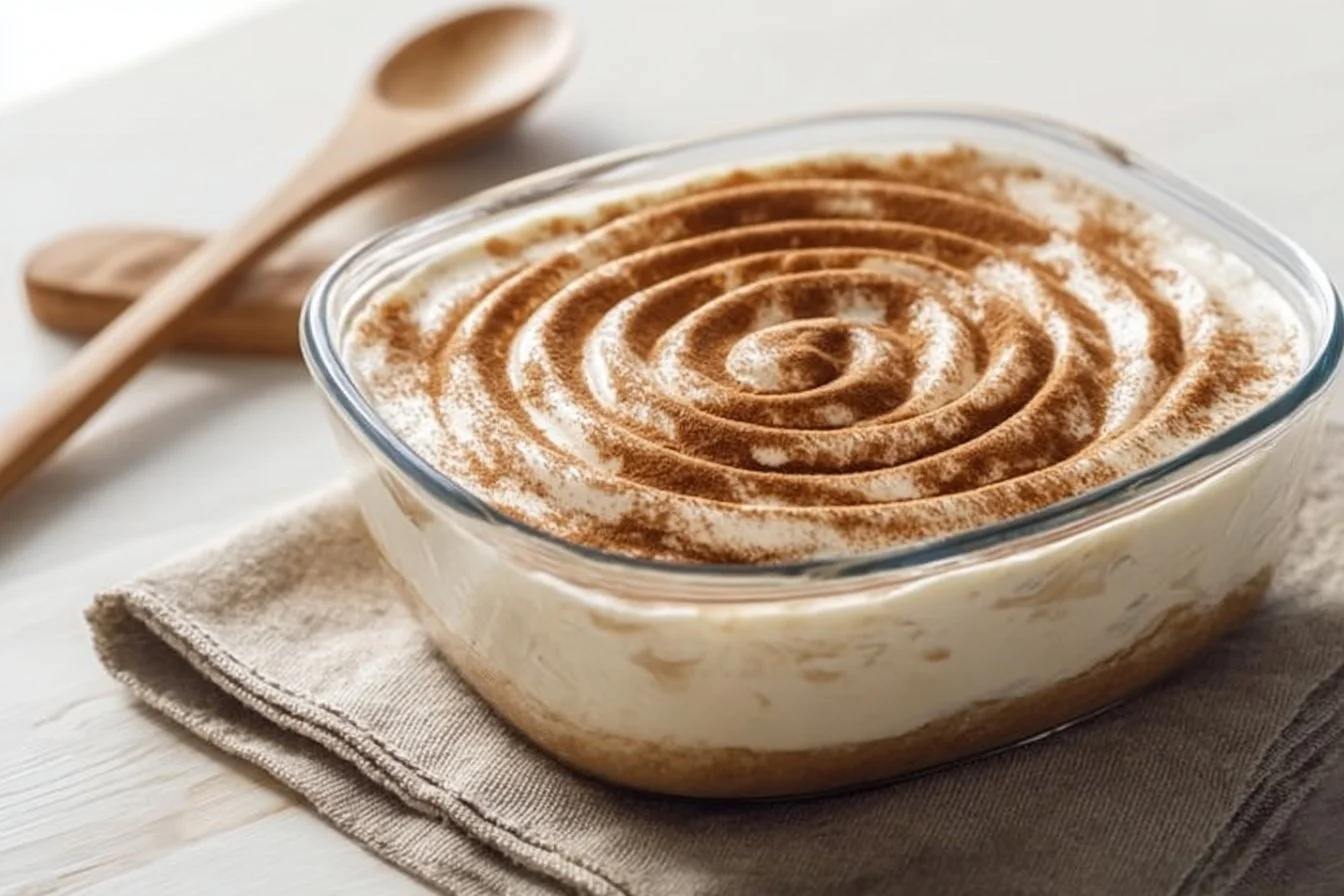 Delicious snickerdoodle cheesecake yogurt bowl topped with cinnamon and cookie crumbles.