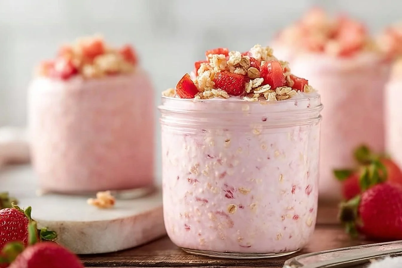 Strawberry Cheesecake Overnight Oats strawberry cheesecake Strawberry Cheesecake Overnight Oats