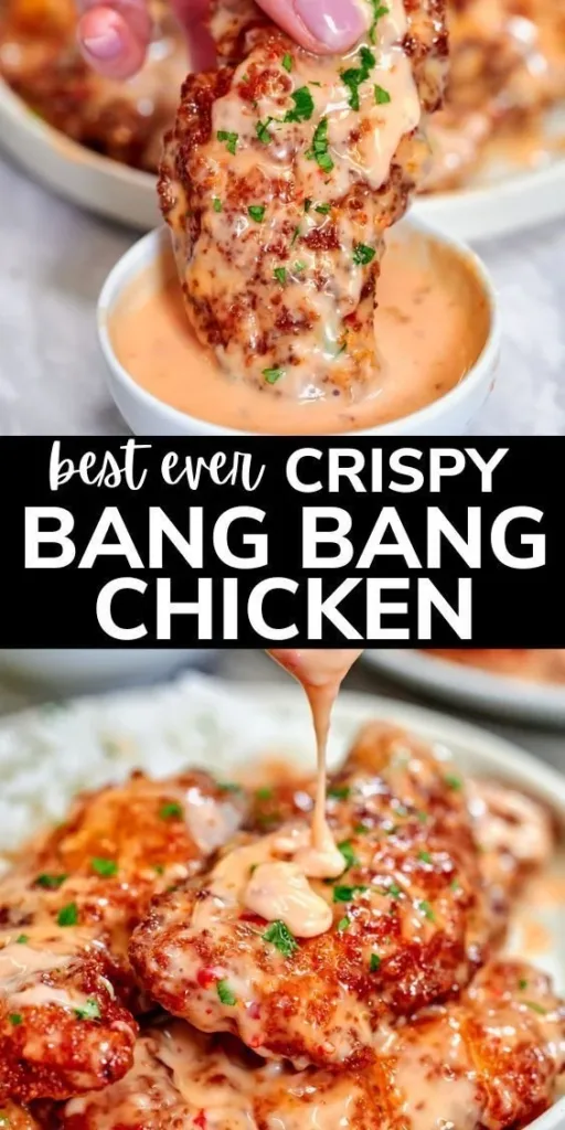 Deliciously spicy Bang Bang Chicken served with fresh vegetables.