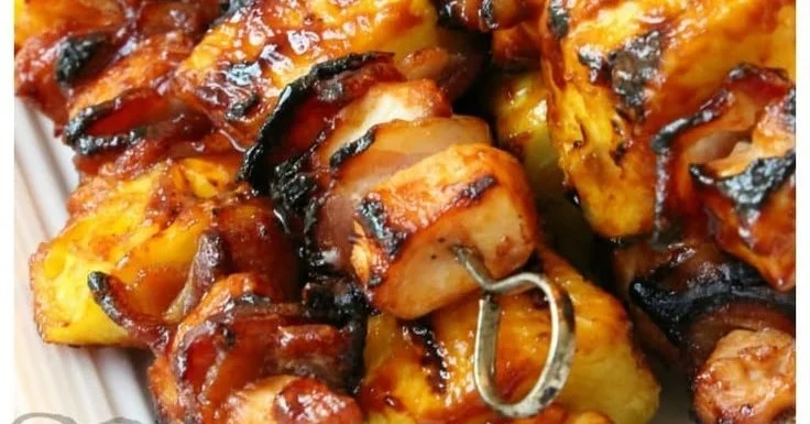 BBQ Chicken Kabobs with Bacon and Pineapple BBQ Chicken Kabobs BBQ Chicken Kabobs with Bacon and Pineapple