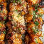 Delicious Garlic Parmesan Chicken Skewers ready to serve