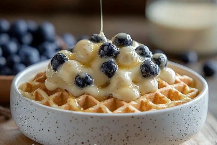 High Protein Greek Yogurt Waffles Greek yogurt waffles High protein Greek yogurt waffles topped with fresh berries and syrup