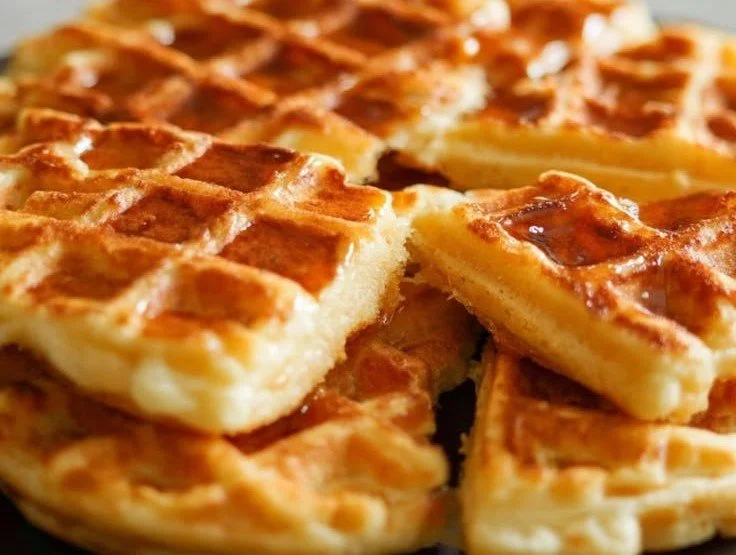 Delicious protein powder waffles topped with fresh berries and maple syrup